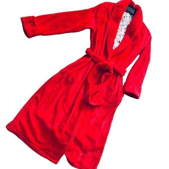 Secret Treasures Winter White Red Cardinal Print Night Gown & Red Robe Sz Medium - Picture 5 of 15